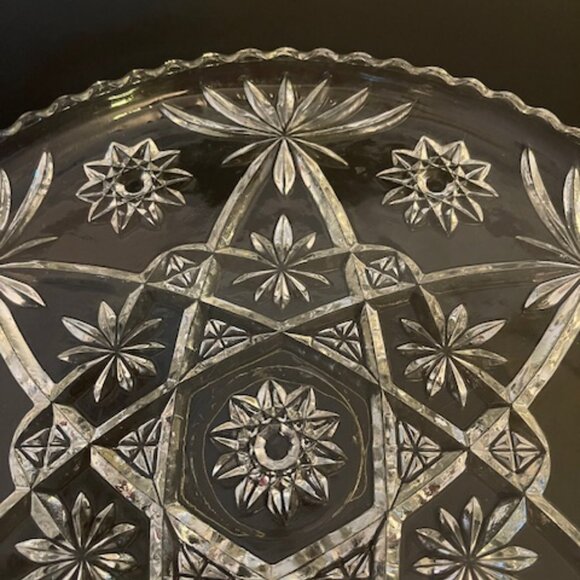 Anchor Hocking Prescut Clear Glass Torte Plate – 13.75" Star of David Design - Picture 4 of 6